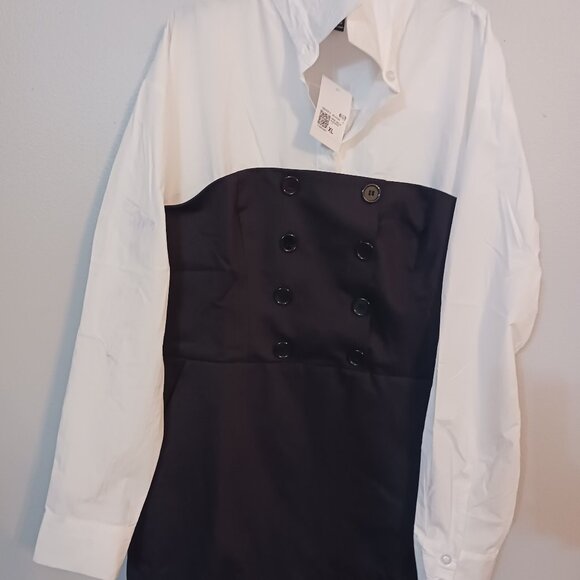 Double-Breasted Shirt Combo Dress - Picture 1 of 5
